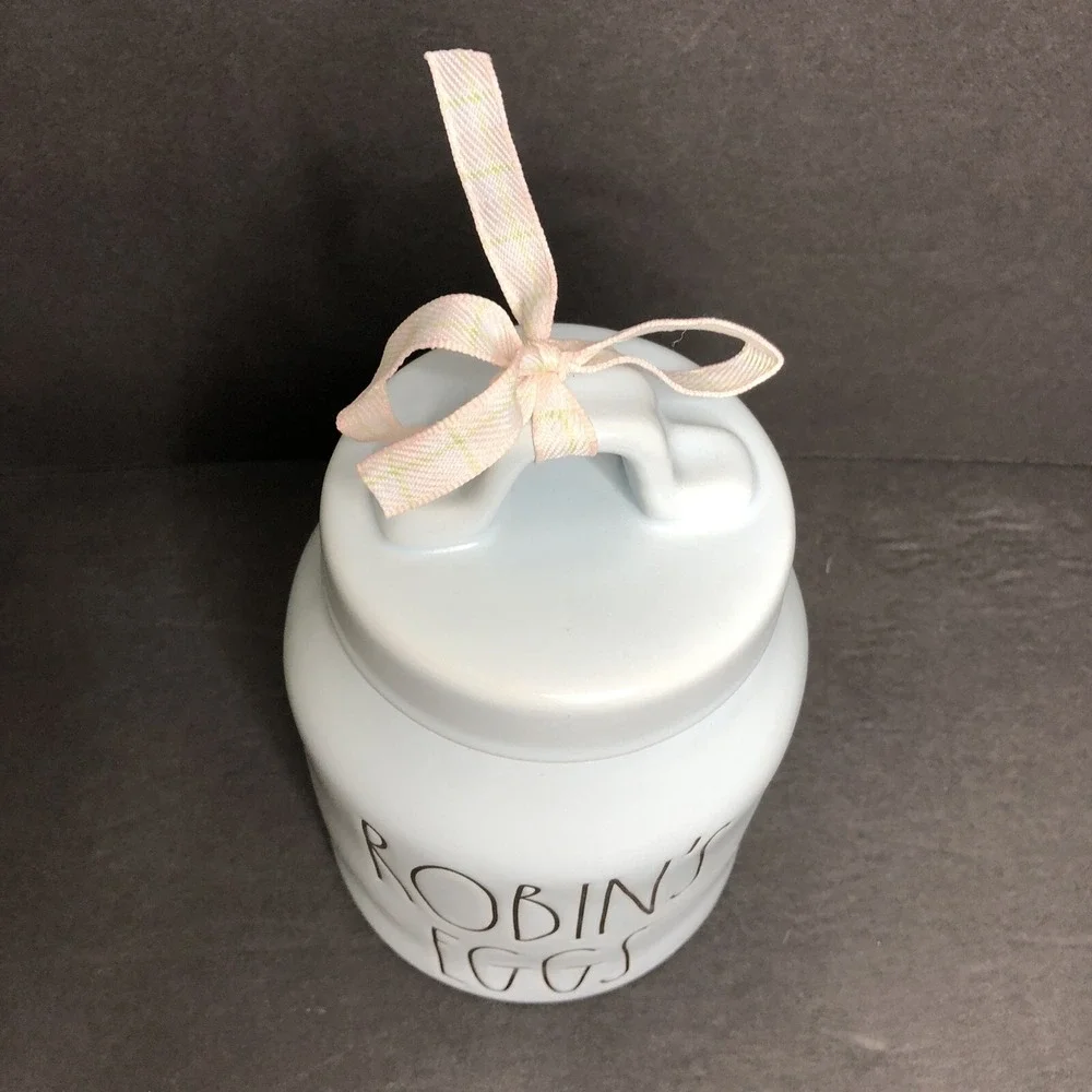 Magenta Rae Dunn Robins Eggs Canister with Lid Baby Blue 7